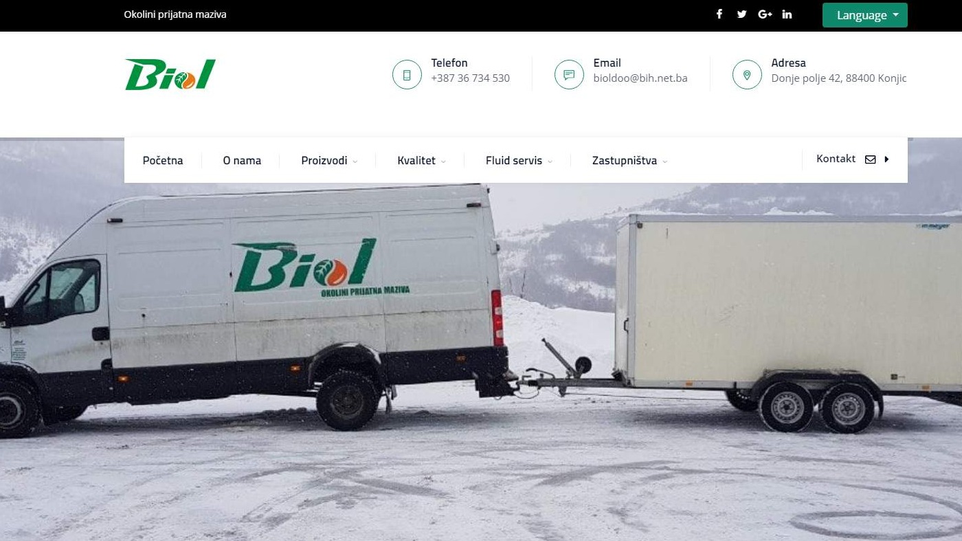 Website for "Biol d.o.o."