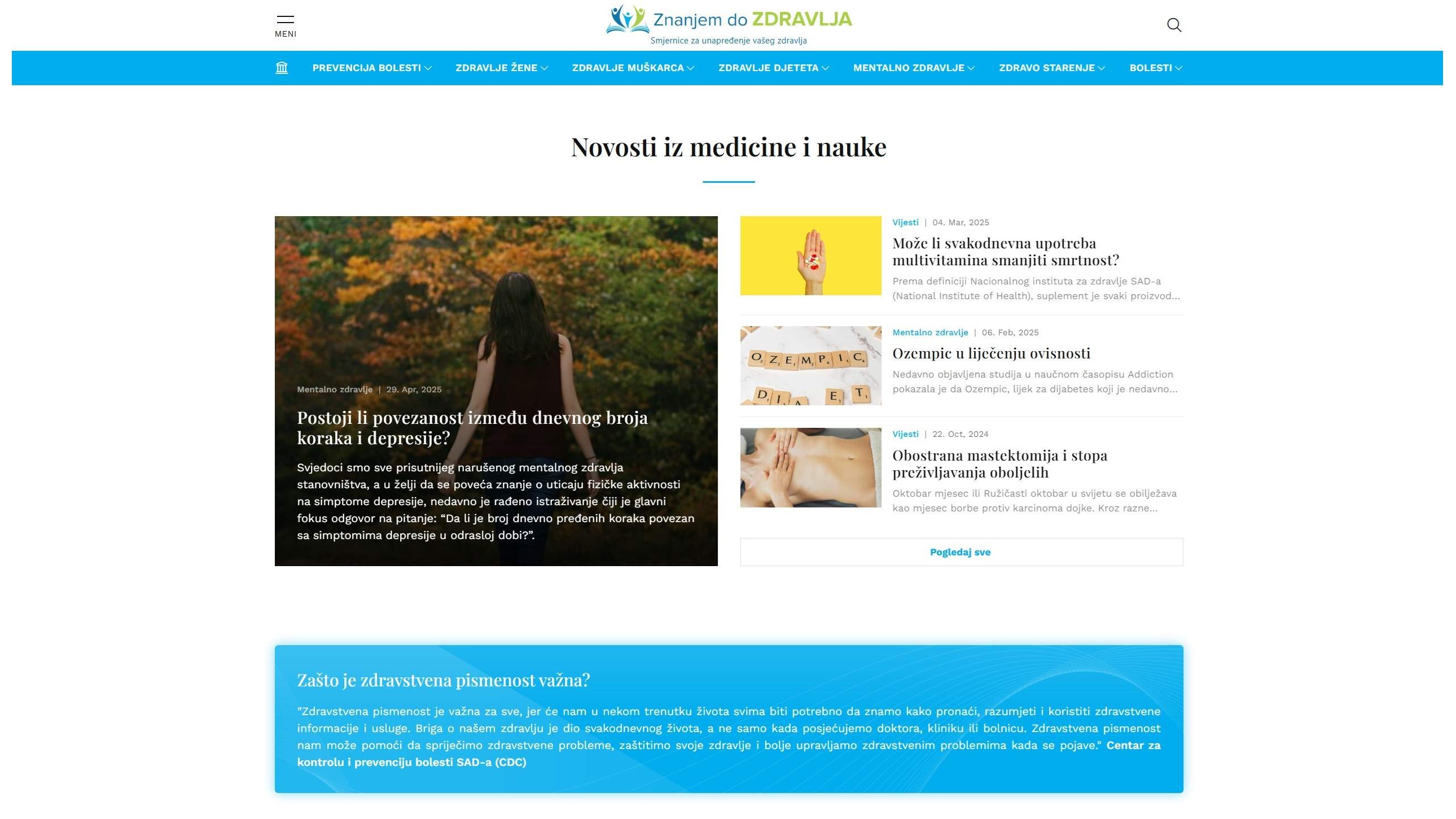 Nova web stranica za edukativni portal "Znanjem do zdravlja"