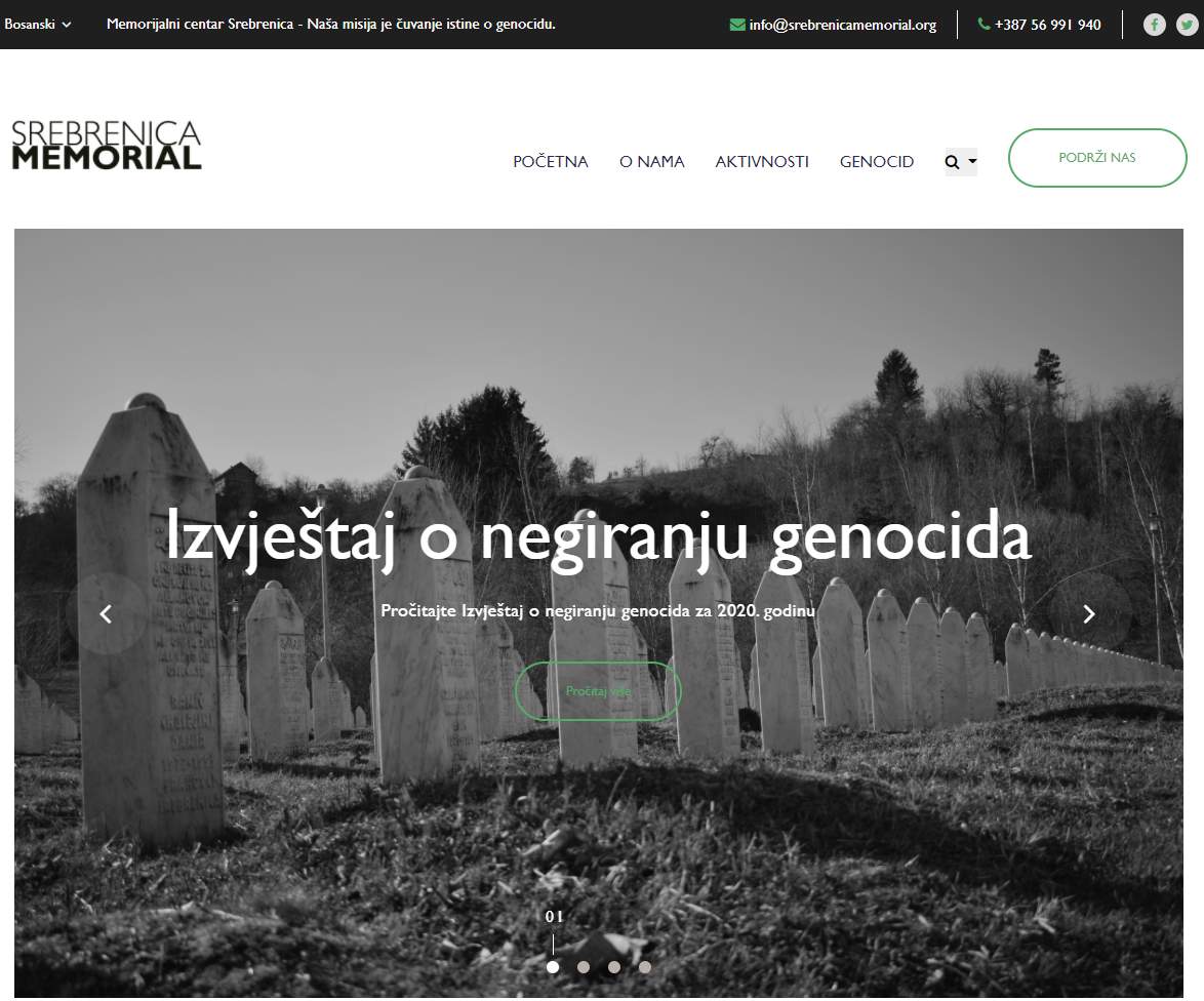 Website for the Srebrenica Memorial Center