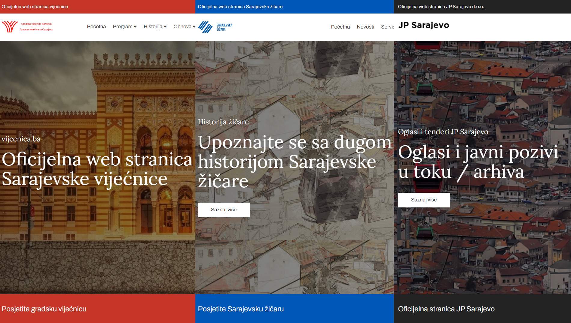 Nove web stranice za sarajevsku Vijećnicu, žičaru i JP Sarajevo